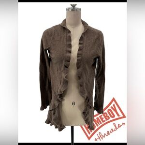 Margaret O'Leary Brown Ruffle Cardigan